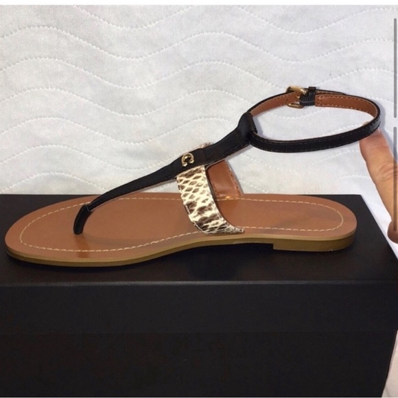 Coach Black/Natural Sandals Size 8 - Picture 5 of 15